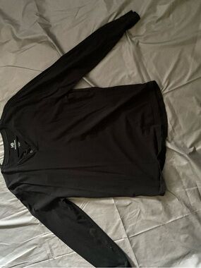 Michael Brandon Black Long Sleeve Henley Shirt for Men